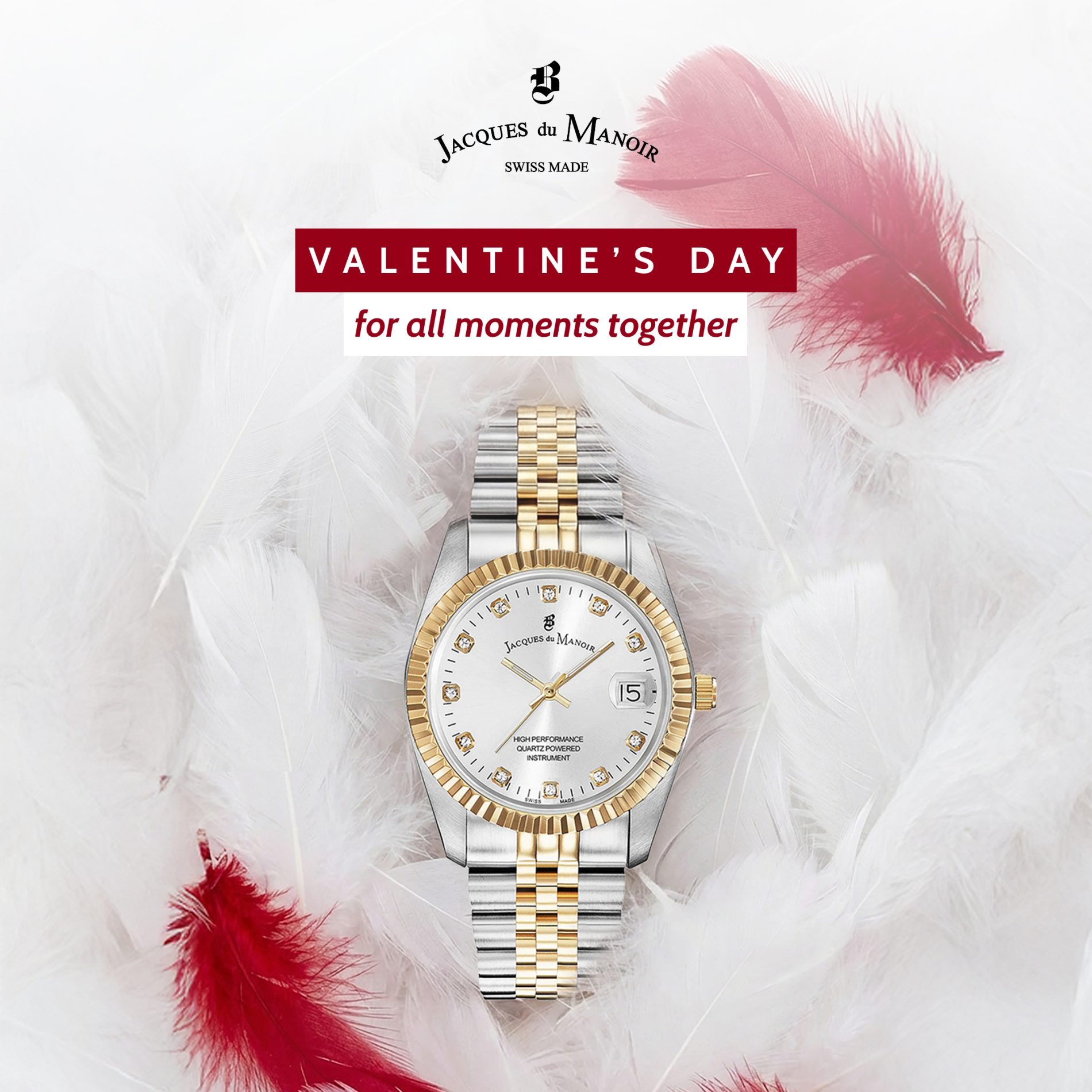 JDM-themed graphic featuring a watch display on a feathered background with the text 