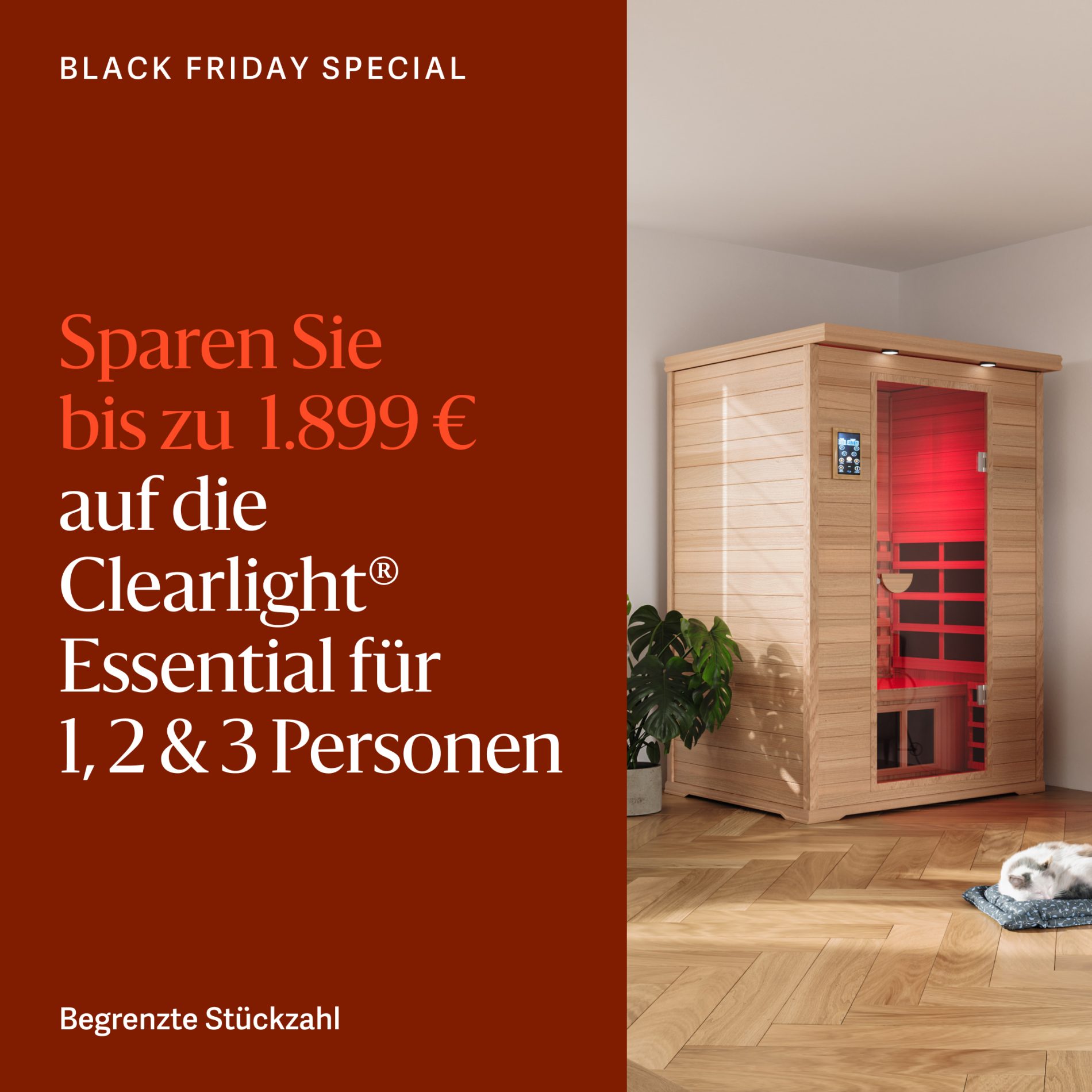 A black Friday special graphic of a sauna
